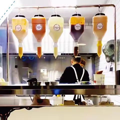 A04R 5.5L Sauce Bottle Squeeze Bottle Hanging Sauce Dispenser Large Diameter Sauce Squeeze Bottle Ha