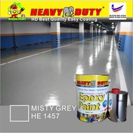 HE 1457 MISTY GREY Epoxy Paint ( Heavy Duty Coating Brand ) Floor Coating Paint / Cat Lantai interior &amp; exterior cement