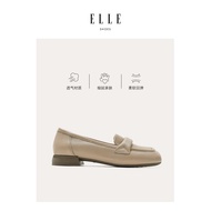 ELLE Square Toe Thick Heel Shoes - 2023 Summer Edition | Genuine Leather & Soft Sole | Women's Comfo