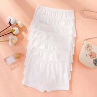 7pcs/Pack Young Girl Plain White Solid Color Brief Underwear, Simple Pure Cotton Knit Panty