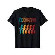 Disco Queens Retro 70s 80s 90s Vintage Womens T-Shirt - Black with Colorful Disco Dancer Silhouettes