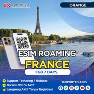 eSIM Prancis 1 GB Data | 7 Hari | eSIM Roaming | eSIM Travel France