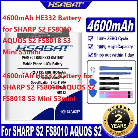 HSABAT 4600mAh HE332 Battery for SHARP S2 FS8010 AQUOS S2 FS8018 S3 Mini S3mini