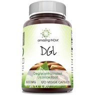 Amazing India DGL 500 mg 120 Veggie Capsules Supplement | | Gluten Free