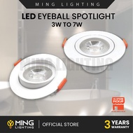 LED Eyeball 3W 7W Recessed Spotlight Downlight Home Lighting Room Ceiling Lights Down Light Lampu Siling Hiasan Rumah