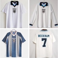 1996 England Retro Football Jersey - Vintage English Soccer Shirt Long Sleeve (David Beckham Style)