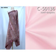(Fabric Set) 6-Shuttle Silk Real Natural Color (2 Meter Patterned Fabric + 2 Plain Color) Light Pink