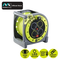 Masterplug Pro-XT 15 Meter 4 Gang Case Reel Portable Extension PVC Cable Size 1.25mm2 H05VV-F (HMU15