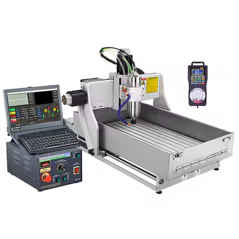 LY CNC Router Engraver 6040 1.5KW 3axis With Rotation Axis 4th Axis Handwheel Water Tank Industrial 