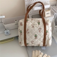 Ins Bear Flower Zipper Bag Big Cute Bag