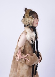 REBIRTH野生設定原創秋冬毛絨純色保暖小狗耳罩圍巾可愛防寒耳套