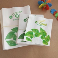 Green Leaf Smiley Disposable Greaseproof Paper Bag Fried Chicken French Fries Chicken Fillet Pancake