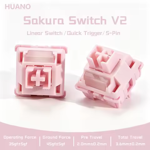 HUANO Sakura Switch V2 V3 Pink 35gf 42gf 5Pin Linear Creamy Switches for Custom DIY 60% Gaming Mecha