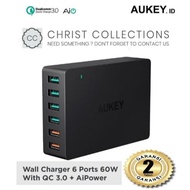 UPDATE AUKEY KEPALA CHARGER 6 PORT USB 60W QC3.0 ADAPTOR FAST CHARGING