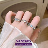 men ring ring for men cincin lelaki NANYING Phantom Blue Moonstone Liquid Texture Ring ins Cool Styl