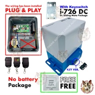 i726 DC SLIDING Autogate WITH / WO SAFETY KEY SWITCH 600kg with Battery / without Battery ( FULL SET WITHOUT GEAR RACK)