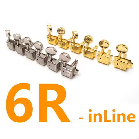 6R Vintage Guitar Tuning Pegs Gold Chrome – 6 Inline Guitar Tuners Machine Heads for ST TL LP Electr