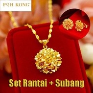 Emas 916 Lelong Tulen Rantai Leher Emas Bangkok Necklace Women Earrings Jewellery