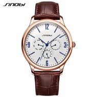 SINOBI Luxury Business Men's Wristwatches 42mm Dial Calendar Week Date Leather Strap Business Males Geneva Quartz Clock Watches SYUE