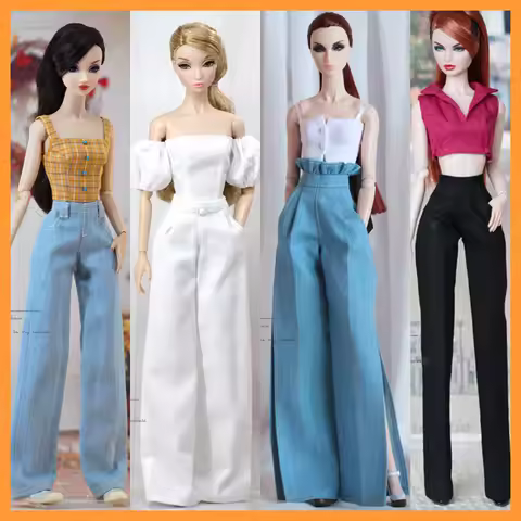 [20days made] 1/6 Female High Waist Wide Leg Slit Jeans Casual Fashion Office Loose Denim Trousers f