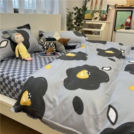 Cartoon 3/4 In 1 Bedding Sets for Kids Girls Cotton Comforter Quilt Duvet Cover Mattress Protector Flat Bed Sheet Set with Pillowcase Single/Queen/King Size