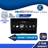 SOUNDSTREAM ANZUO ULTRA QLED 4GB RAM + 64GB ROM 4G 360 Cam Supported DSP CAR ANDROID PLAYER - 9"/10.