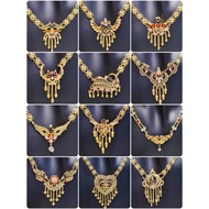 Wing Sing 916 Gold Colourful Short Peacock Malai Chain / Rantai Leher Burung Merak Emas 916