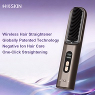 Kskin 2 in 1 Hair Straightener Comb Cordless 3 Heat Negative-lon Hair Straightener Brush USB Curler 
