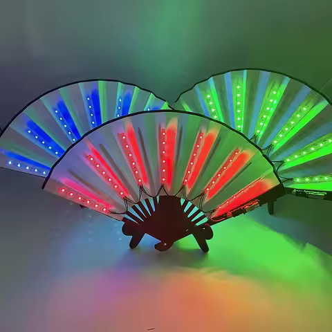 Wholesale 10 Inches Light Up Fan RPG Show Outdoor Fun Stage Performance Gift Fan LED Japanese Hand H