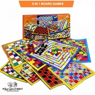 8 in 1 Compendium of 8 Games Board Games Permainan Game Ular Draught Karpal Terbang
