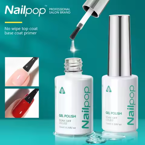 Nailpop Top Coat Base Coat Matte Semi-Permanent Rubber Top Coat Primer Clear UV Gel for Nails Art Na