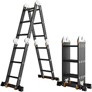 Step Ladder Tool Anti-slip Folding Ladder, A-frame Aluminum Telescoping Ladders With Wheels For Outd