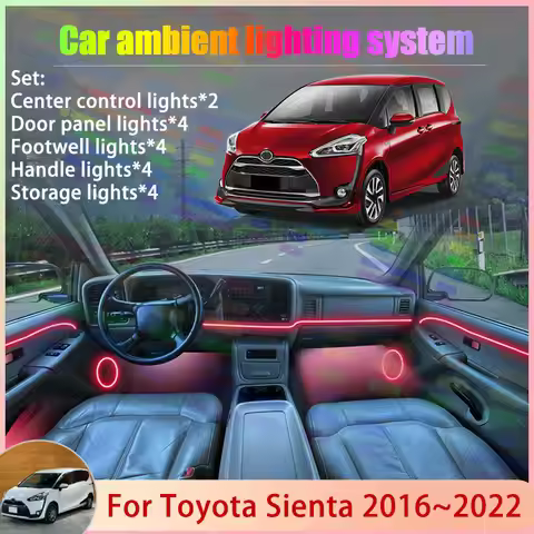 For Toyota Sienta XP170 MK2 2016~2022 2017 2018 2/18 in 1 Car Atmosphere Light Lamp RGB Shade Ensemb