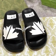 Dsquared2 men's and women's cross-strap slippers with pink leaves, DSQ shoes, street boys' sandals, 