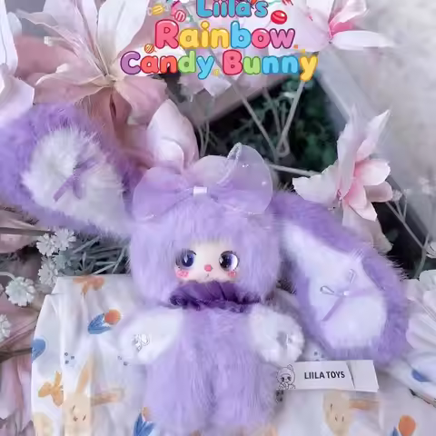 Babythree Liila Rainbow Candy Bunny Series Blind Box Soft And Comfortable Cute Car Pendant Decoratio