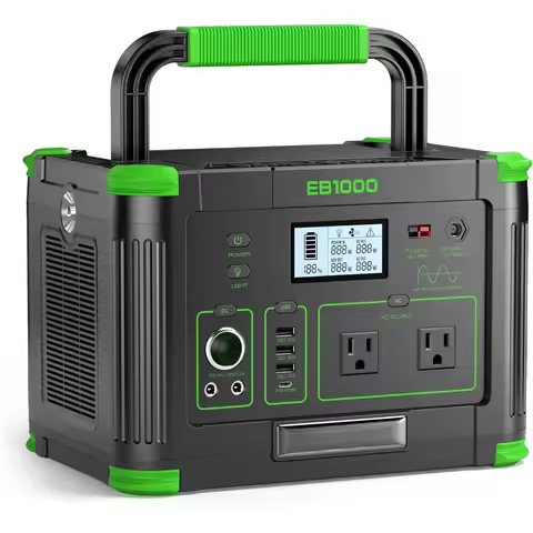 1000W Portable Power Station 999Wh, Solar Generator with 60W USB-C PD Output, Built-in BMS 110V Pure