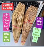 [Combo 50 -40-30..] Cần câu cắm cá lóc trê lưỡi bắp số 8 chống quát cần cao 11 met dây nông độ 9 Câu