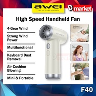 Awei F40 High Speed Handheld Fan Ultra Violent Fan Portable Mini Fan 3-in-1 Multi Function Dust Remo