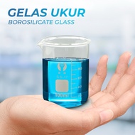 100 Borosilicate Glass Chemical Lab Measuring Cup ML - GG-17 - Transparent