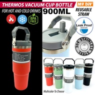 MYDIYHOMEDEPOT - 900ML 304 Stainless Steel Handheld Thermos Bottle Insulated Vacuum Tumbler Hot & Co