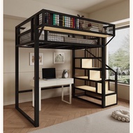 Iron Loft Bed Small Apartment Iron Frame Bed Bunk Bed Katil Besi Bertingkat Queen Space Saving