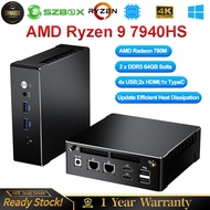 SZBOX คอมพิวเตอร์ขนาดเล็ก AMD Ryzen 9 7940HS 64G แรม DDR5 4T SSD PCIE4.0สายแลนคู่2 * USB-C HDMI 4K 3คีย์บอร์ดเกมหน้าจอเดสก์ทอป