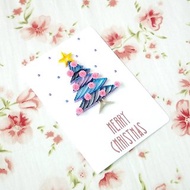 手作捲紙卡片-幸福聖誕樹 粉紫甜心聖誕卡片