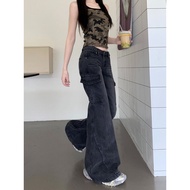 High-Waist Micro Flare Overalls - Y2K Style Slim Fit Casual Jeans