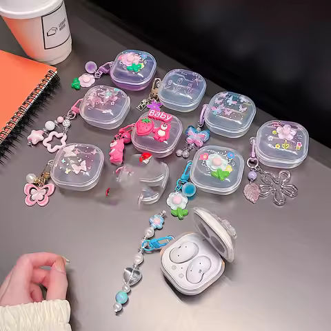 For Samsung Galaxy Buds Live 2 Pro 2 FE Case Bear Flowers 3D Dolls TPU Earphone Case Accessories Cov