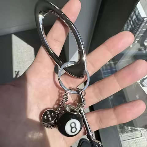 3D Black No 8 Billiard Keychain Lucky Dice Beer bottle opener Fashion Creative Women Men Solid Metal