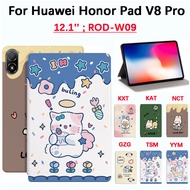 For Huawei Honor Pad V8 Pro 12.1 inch ROD-W09 Tablet Protective Case High Quality Sweatproof Anti Slip Cute Cute Bunny Cat Pattern PU Leather Stand Up Flip Case