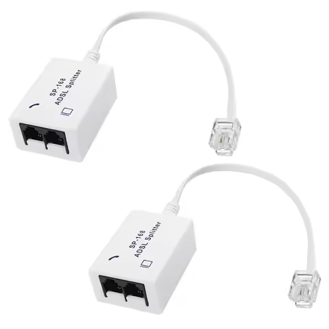 2Pcs DSL Filter Splitter ADSL Splitter for Phone Line Male to 2 Female RJ11 6P4C/6P2C Telephone Mode
