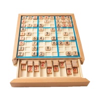 Wooden Sudoku Puzzle Wooden Sudoku Board Game with Drawer for Kids Children Early Educational Brain 