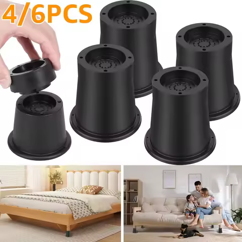 4/6Pcs Heavy Duty Rubber Sofa Cabinet Feet Leg Bed Risers Stand Round Furniture Risers Anti Slip Bed
